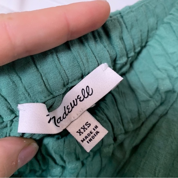 Madewell Seersucker One-Shoulder Puff-Sleeve Midi Dress - Trellis Green XXS - Picture 9 of 9